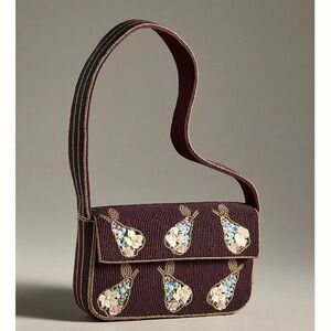Anthropologie Burgundy Beaded Women's Bag (Fiona Pear Bag)